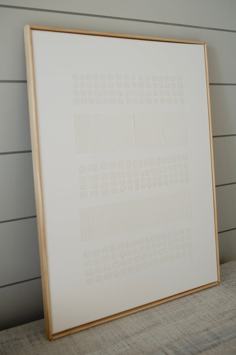 Cream Lines & Dots - 3D Minimalist Abstract Textured Artwork- Wabi Sabi Art
