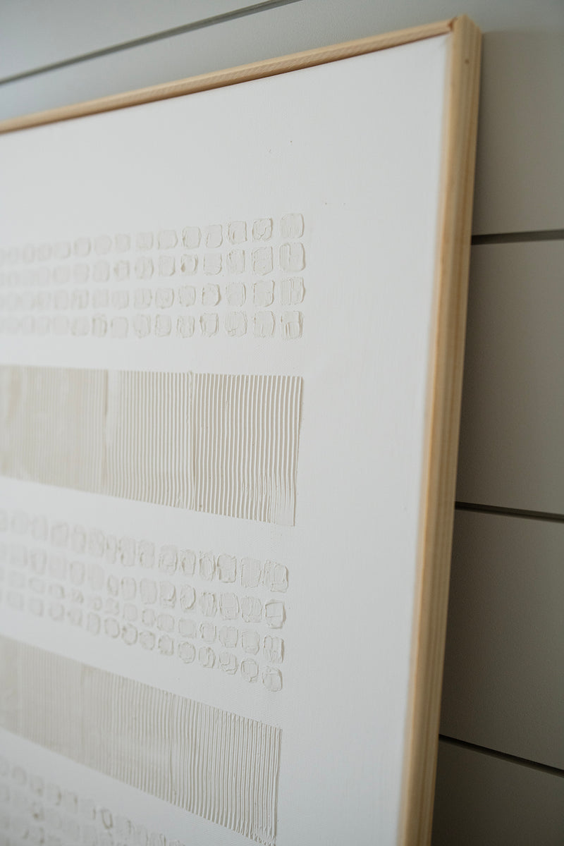 Cream Lines & Dots - 3D Minimalist Abstract Textured Artwork- Wabi Sabi Art