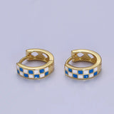 24K Gold Filled Enamel Checker Hoops