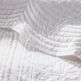 Full/Queen size 3-Piece Reversible Scalloped Edges Microfiber Quilt Set in White-4