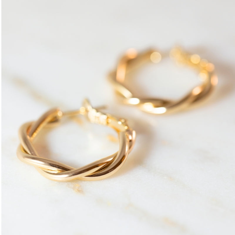 Dainty Twisted Hoop Earrings by Layer Jewelry