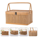 Woven Storage Basket with Locking Lid for Picnic-3