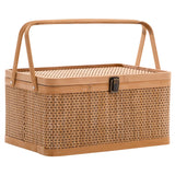 Woven Storage Basket with Locking Lid for Picnic-4