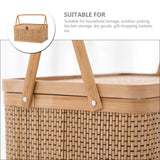 Woven Storage Basket with Locking Lid for Picnic-1