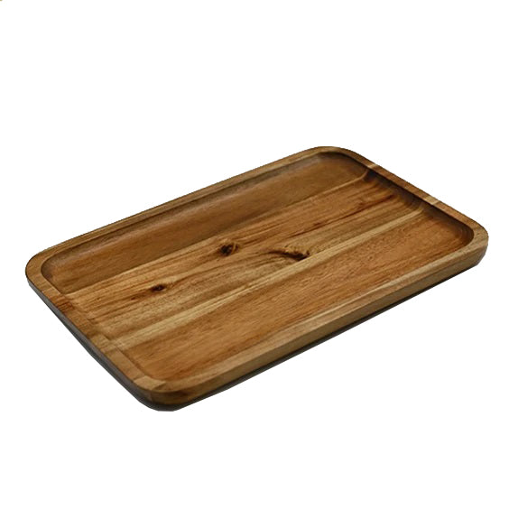 Zavis Green Acacia Wood Serving rectangle Stackable Tray / Dish 12" X 8" | Dishwasher Safe-0