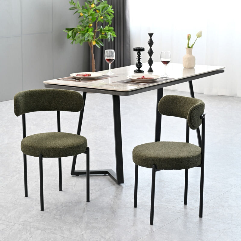 Set of 2 Mid-Century Modern Boucle Dining Chairs-1