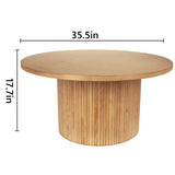 Solid Wood Coffee Table Circle Center Table Modern Farmhouse Living Room Coffee Table round Natural Oak Finish