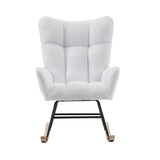 Rocking Chair Nursery, Solid Wood Legs Reading Chair with Faux Fur Upholstered , Nap Armchair for Living Rooms, Bedrooms, Offices, Best Gift,White Faux Fur