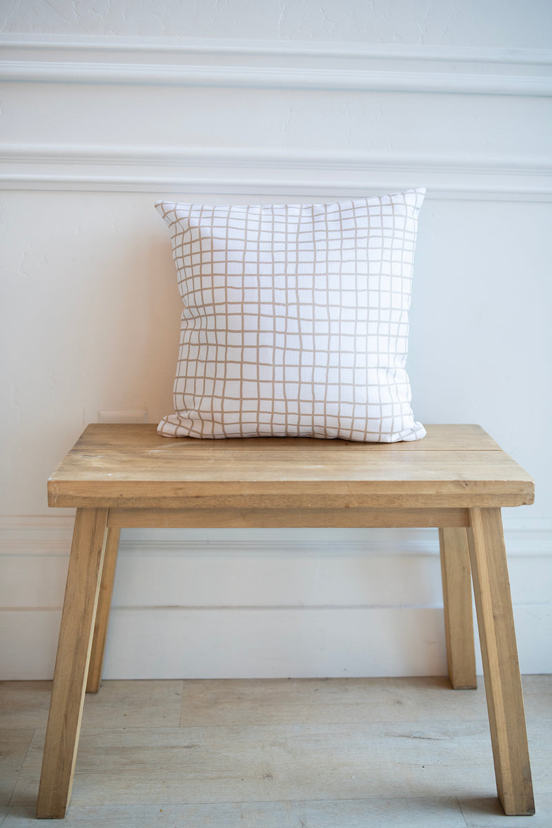 Grid Pillow Cover + Insert in Taupe