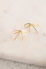 14K Gold Filled Minimalist Tied Ribbon Bow Stud Earrings in Gold & Silver