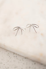 14K Gold Filled Minimalist Tied Ribbon Bow Stud Earrings in Gold & Silver