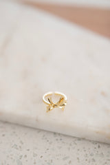 Tied Ribbon Bow Minimalist Ring in Gold & Silver 24K Gold Filled