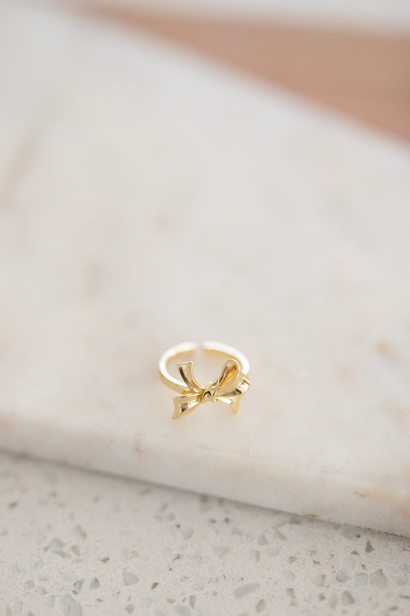 Tied Ribbon Bow Minimalist Ring in Gold & Silver 24K Gold Filled