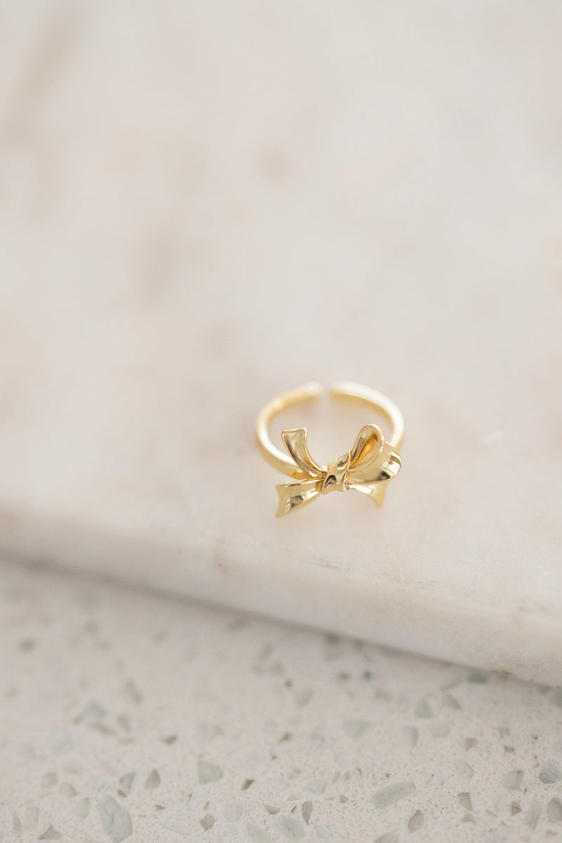 Tied Ribbon Bow Minimalist Ring in Gold & Silver 24K Gold Filled