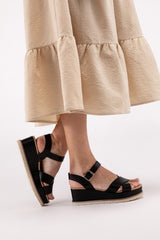 Clever-S Cross Strap Wedge Sandals