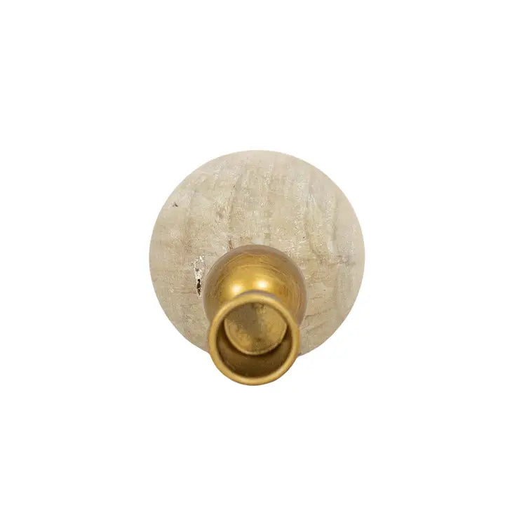 Brass + Wood Taper Holder (Set of 2)