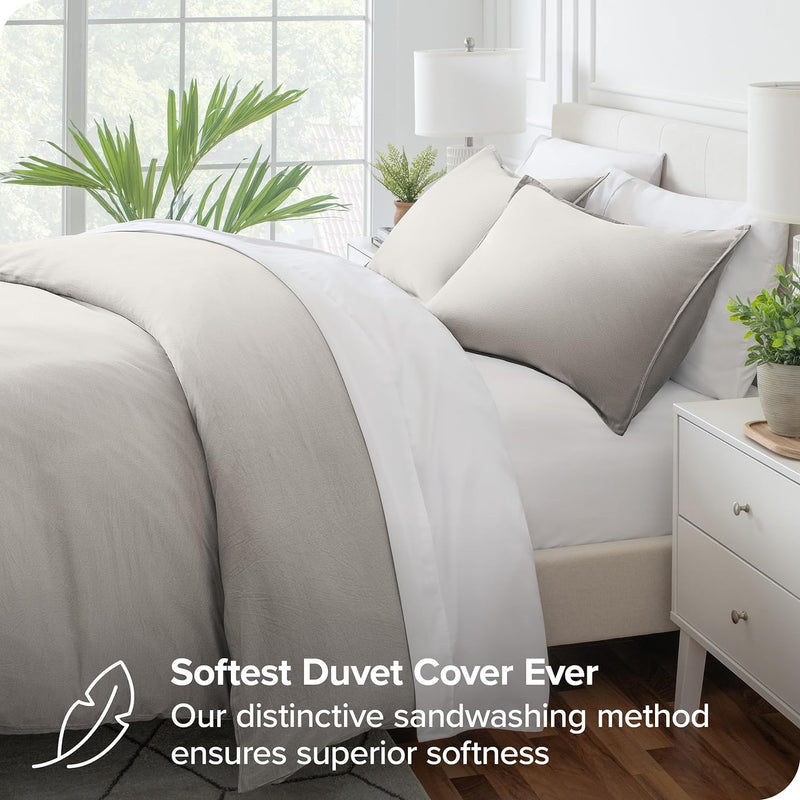 Washed Duvet Cover - Twin/Twin XL - Premium 1800 Ultra-Soft Brushed Microfiber - Hypoallergenic, Easy Care, Stain Resistant (Twin/Twin XL, Washed Fog)