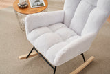 Rocking Chair Nursery, Solid Wood Legs Reading Chair with Faux Fur Upholstered , Nap Armchair for Living Rooms, Bedrooms, Offices, Best Gift,White Faux Fur