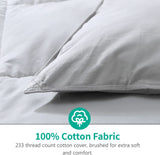 Lightweight Goose Feather down Comforter California King, Organic Cotton Quilted Thin All-Season Duvet Insert for Warm Weather/Hot Sleepers (104X96, Cloud Grey)