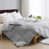 Lightweight Goose Feather down Comforter California King, Organic Cotton Quilted Thin All-Season Duvet Insert for Warm Weather/Hot Sleepers (104X96, Cloud Grey)