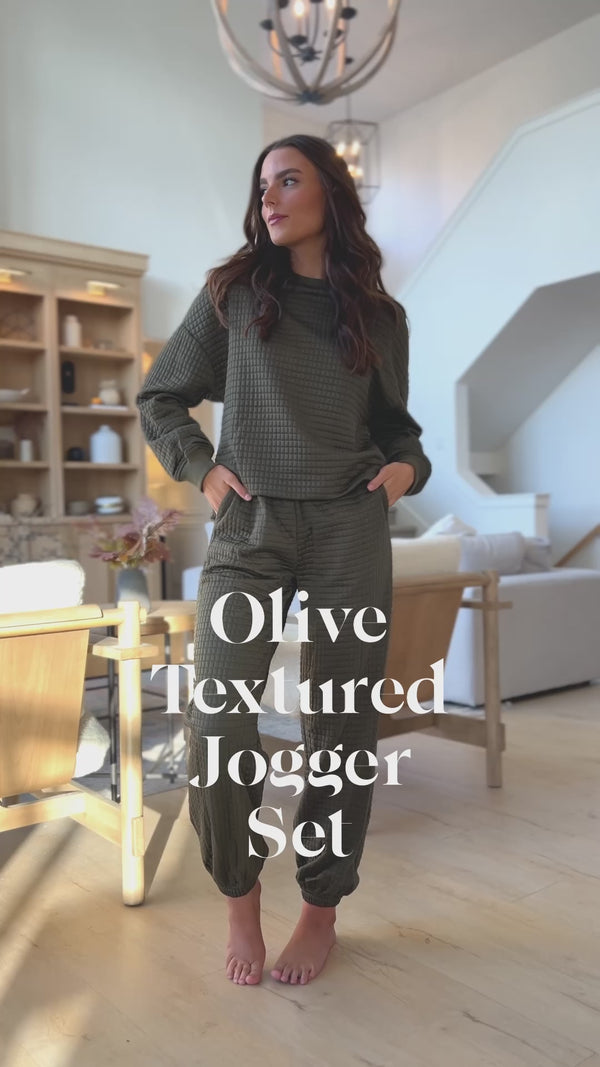 Olive Textured Jogger Set