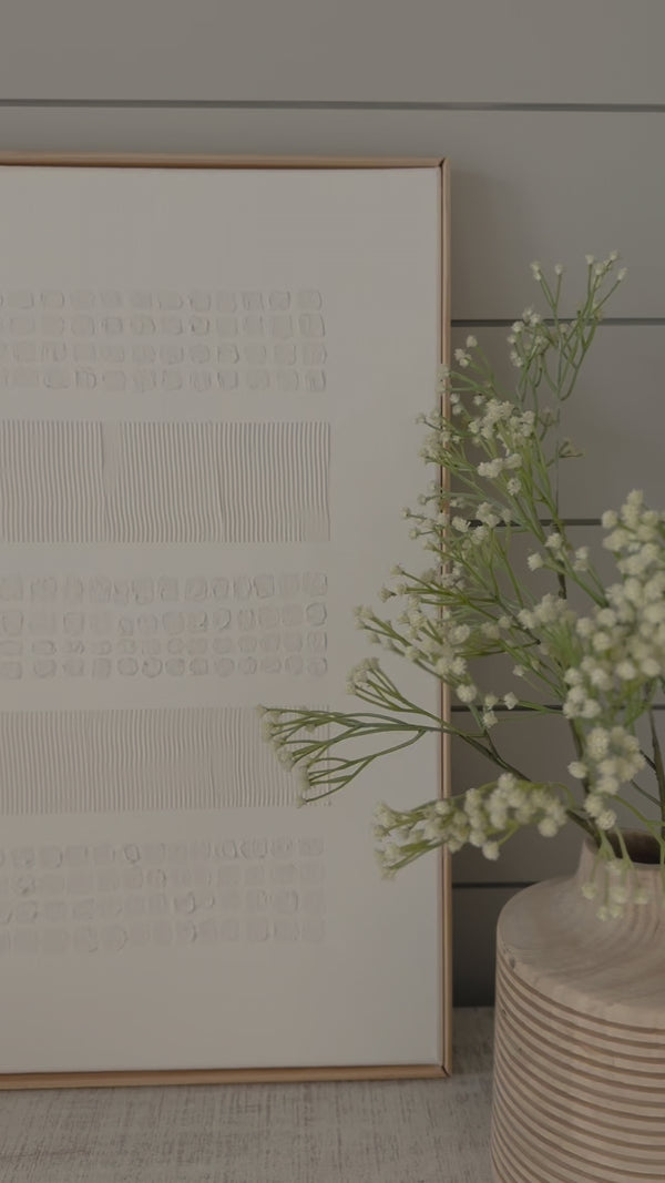 Cream Lines & Dots - 3D Minimalist Abstract Textured Artwork- Wabi Sabi Art