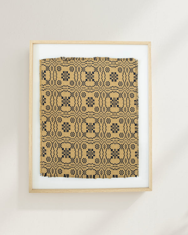 "Framed vintage-inspired textile artwork in yellow and blue upholstery fabric"

"Mid-century modern textile wall art – blue and yellow fabric"

"Boho eclectic framed wall decor made from vintage upholstery textile"