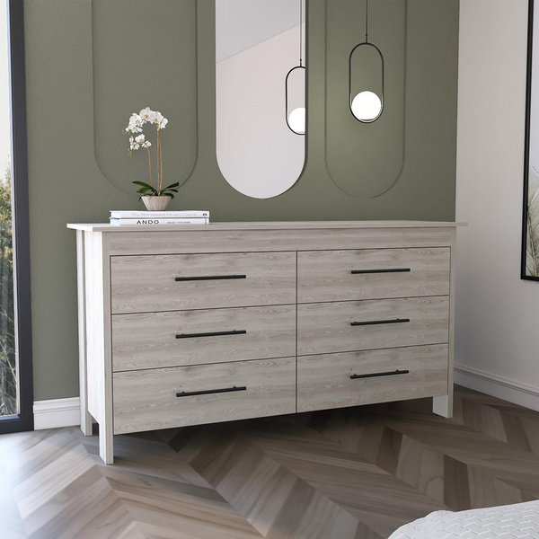 DEPOT E-SHOP Paris 6 Drawer Double Dresser