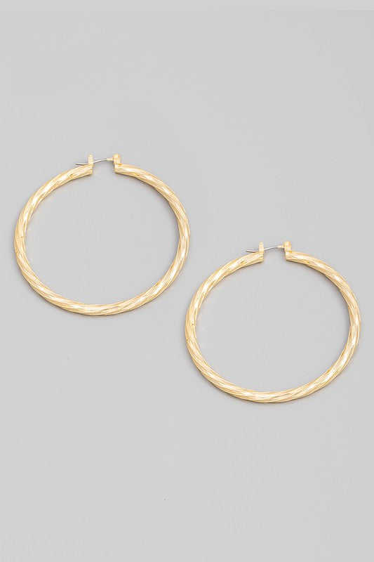 Thin Twist Gold Hoop Earrings