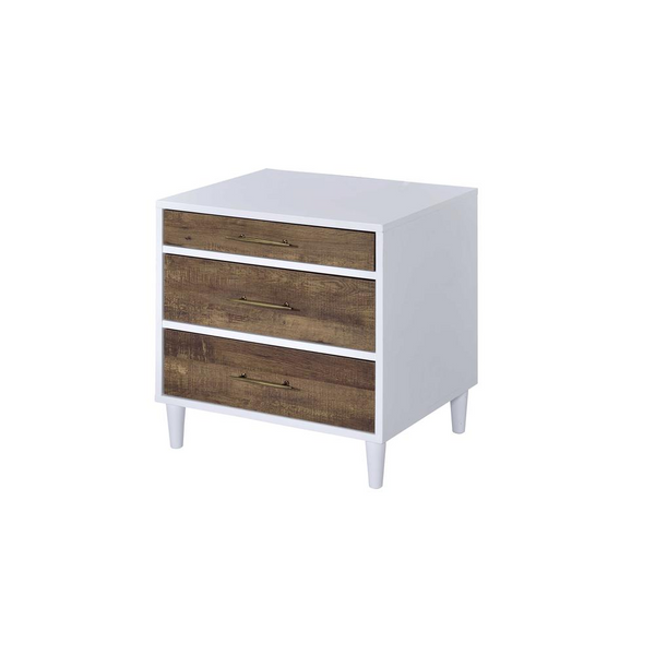 Lurel Night Table, White & Weathered Oak