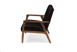 Nikko Mid-century Modern Scandinavian Style Black Faux Leather Wooden 2-Seater Loveseat