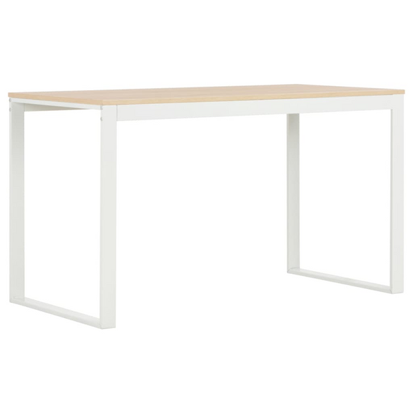 vidaXL Computer Desk White and Oak 47.2"x23.6"x27.6"