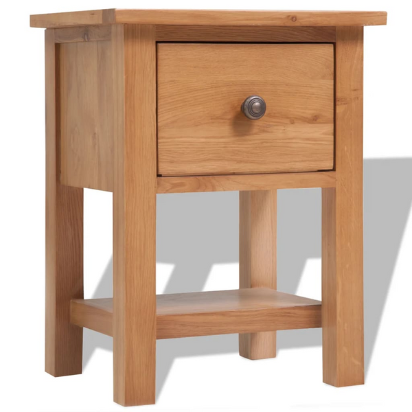 vidaXL Nightstand Solid Oak Wood 14.2"x11.8"x18.5" Brown