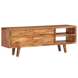 vidaXL TV Cabinet Solid Acacia Wood with Carved Doors 46.1"x11.8"x15.7"