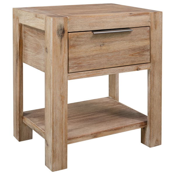 vidaXL Nightstand with Drawer 15.7"x11.8"x18.9" Solid Acacia Wood