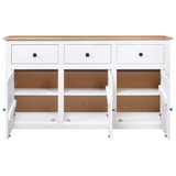 vidaXL Sideboard White 53.1"x15.7"x31.5" Solid Pinewood Panama Range