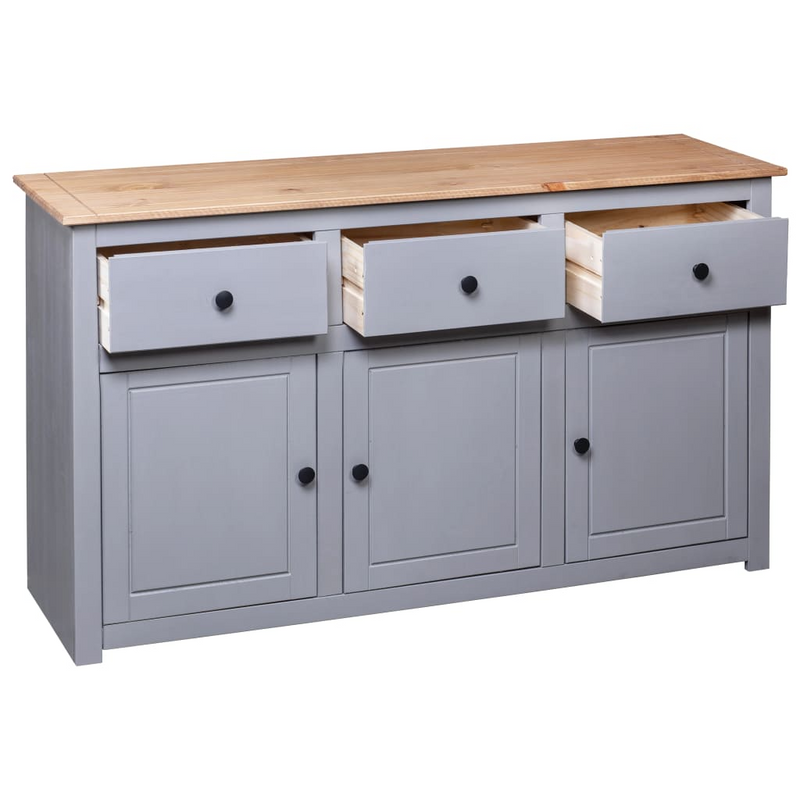 vidaXL Sideboard Gray 53.1"x15.7"x31.5" Solid Pinewood Panama Range