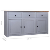 vidaXL Sideboard Gray 53.1"x15.7"x31.5" Solid Pinewood Panama Range