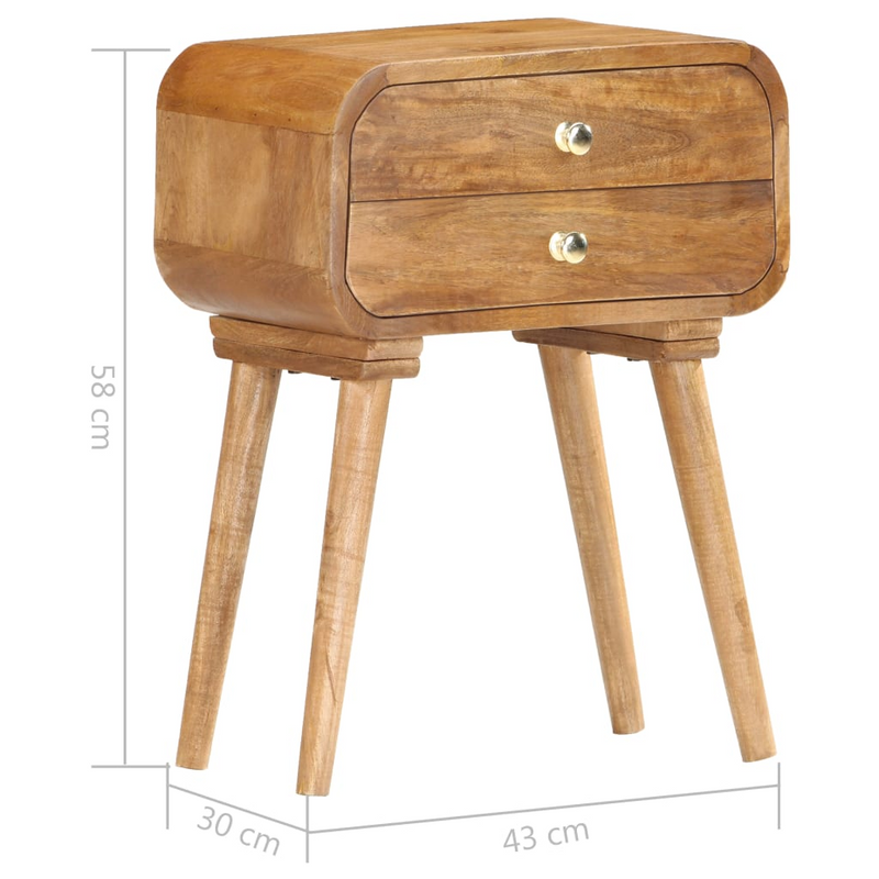 vidaXL Bedside Cabinet 16.9"x11.8"x22.8" Solid Mango Wood