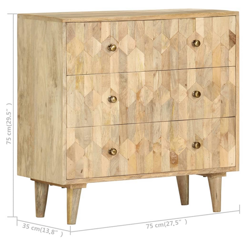 vidaXL Drawer Cabinet 29.5"x13.8"x29.5" Solid Mango Wood