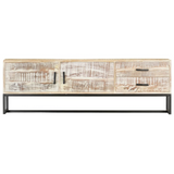 vidaXL TV Cabinet White 55.1"x11.8"x17.7" Solid Acacia Wood