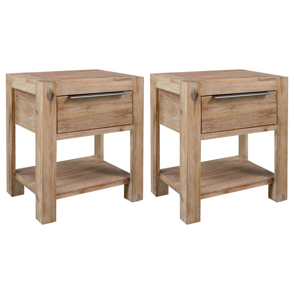 vidaXL Nightstands with Drawers 2 pcs 15.7"x11.8"x18.9" Solid Acacia Wood