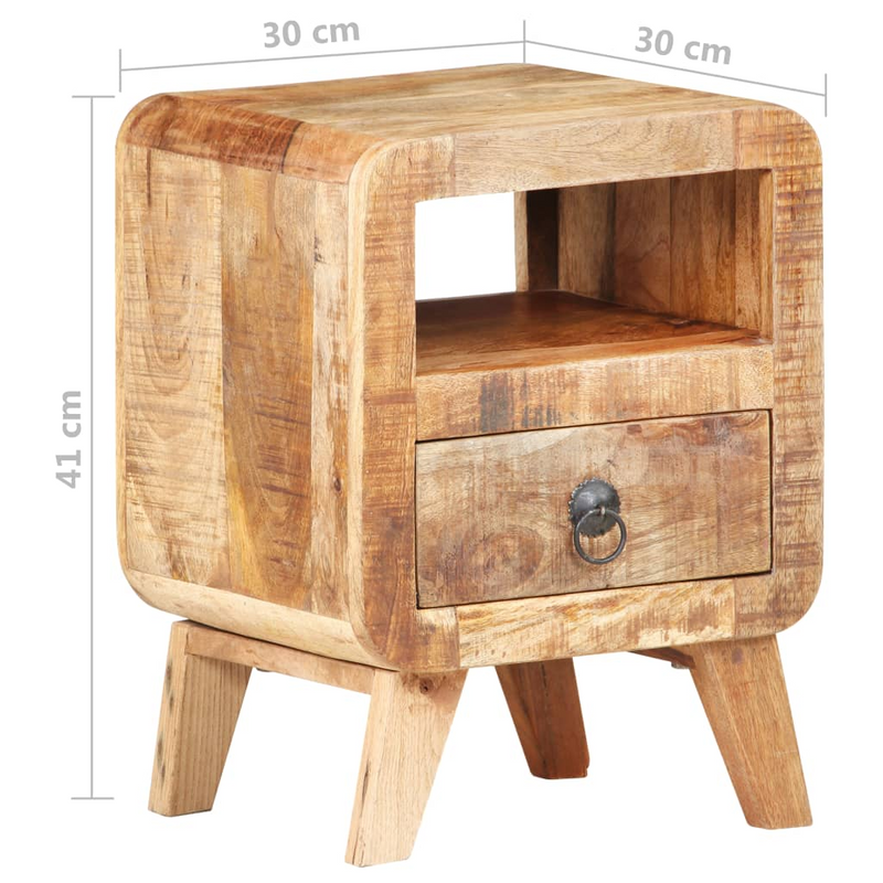 vidaXL Bedside Cabinet 11.8"x11.8"x16.1" Rough Mango Wood