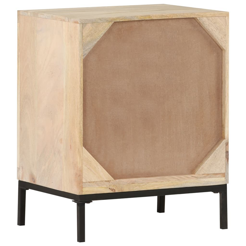 vidaXL Bedside Cabinet 15.7"x11.8"x19.7" Solid Mango Wood and Natural Cane