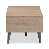 Pierre Mid-Century Modern Oak and Light Grey Finished Wood Coffee Table
