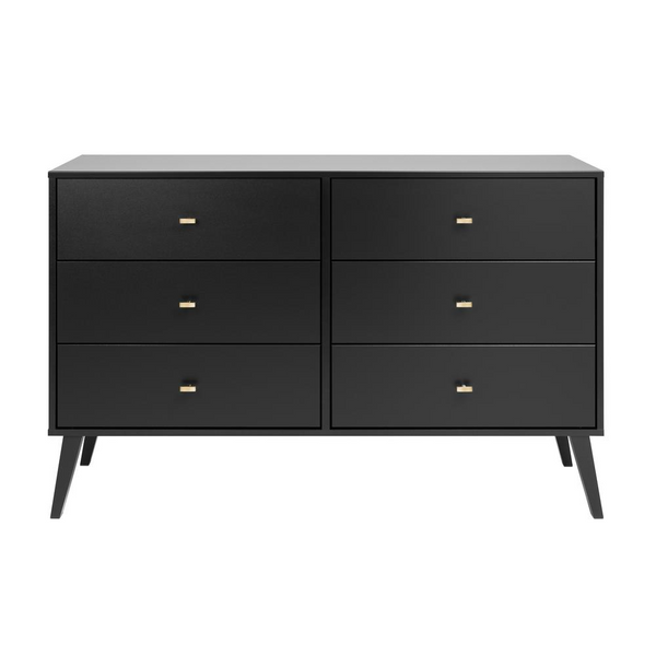 Milo Mid Century Modern  6-drawer Dresser, Black