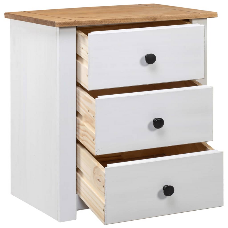 vidaXL Bedside Cabinet White 18.1"x15.7"x22.4" Pinewood Panama Range