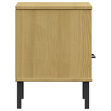 vidaXL Bedside Cabinet with Metal Legs Brown Solid Wood Pine OSLO