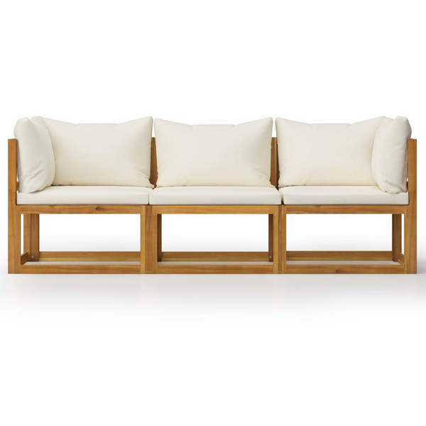 vidaXL 3-Seater Garden Sofa with Cushion Cream Solid Acacia Wood, 3057638
