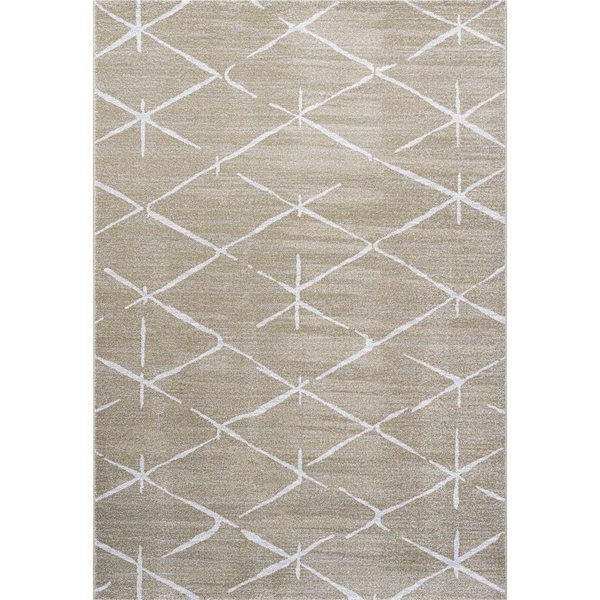 Midtown Geo Beige, and Ivory Olefin Area Rug, 7'10" x 10'